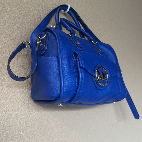 MICHAEL KORS BLUE LEATHER SATCHEL PURSE HANDBAG . - Picture 2 of 12
